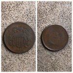 1864 and 1865 two cent piece.