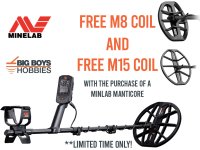 Minelab Manticore special including 3 coils now until 7/1/24. Adds M8 and M15 coils, total of 3 coil